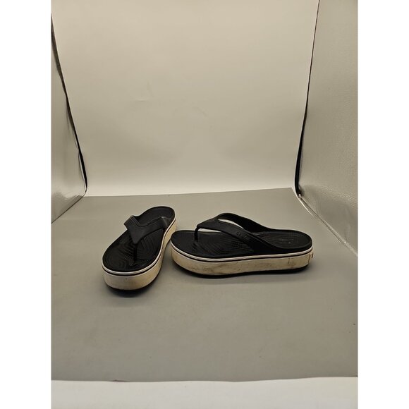 Crocs Crocsband Platform Thong Sandal Womens Size10 Mens 8 Black/White FlipFlop - Picture 1 of 5